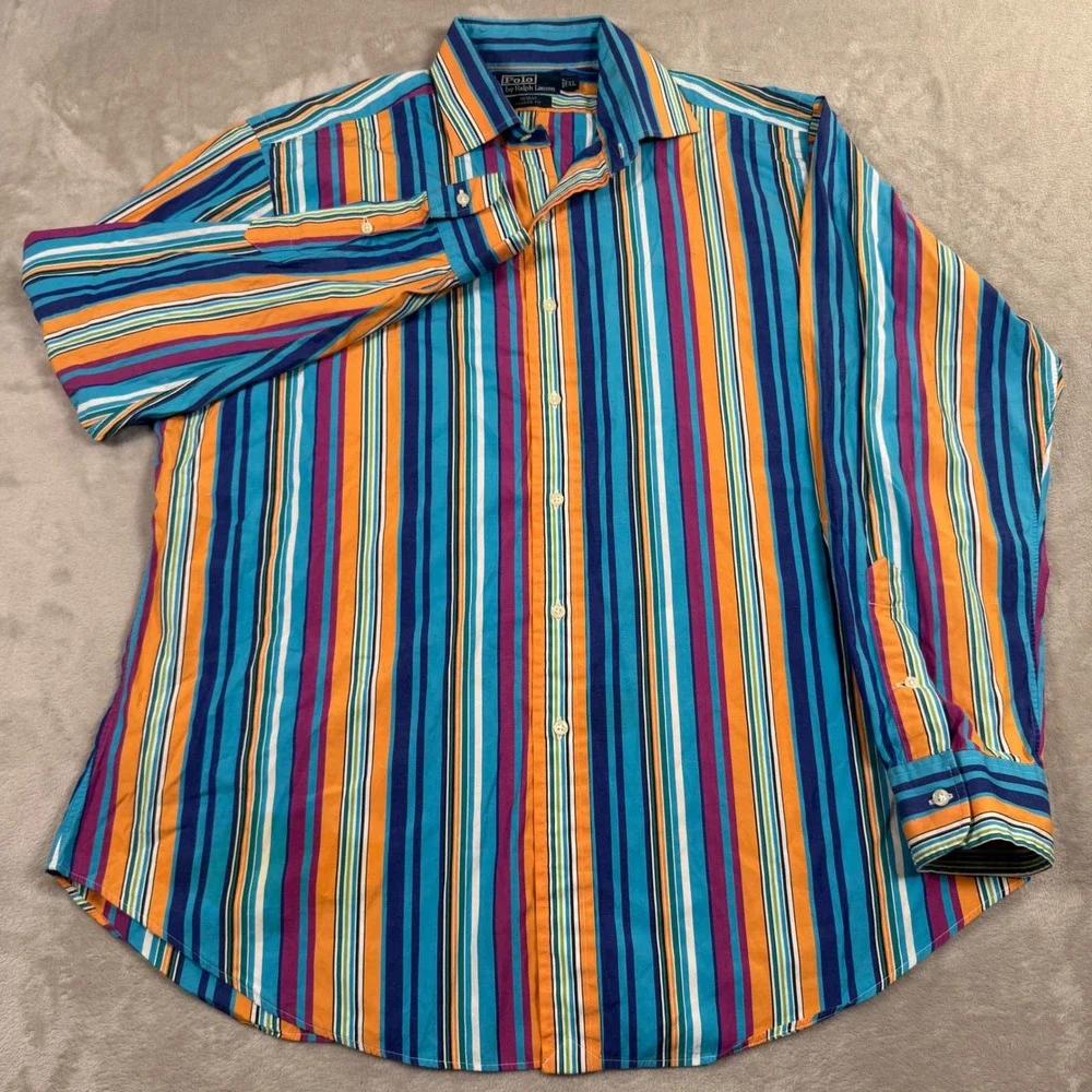 Polo Ralph Lauren Button Down Mens XL Multi Color Striped Regent Classic Fit
